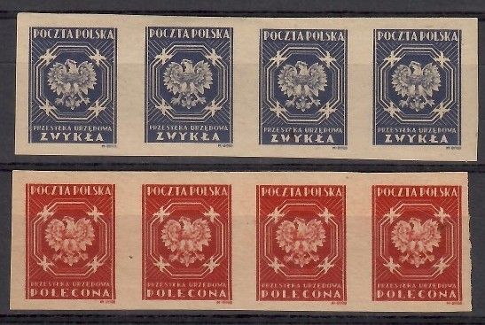 Znaczek Polska 1946 Mi die 23-24B Fi U21-22IIA Czyste **