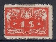Znaczek Polska 1920 Mi die 4 Fi U 4 Czyste **