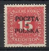 Znaczek Polska 1919 Mi por 3 Fi D3 Czyste **