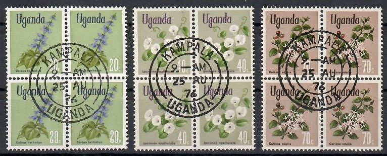 Znaczek Uganda 1969 Mi 108+110+113 Stemplowane