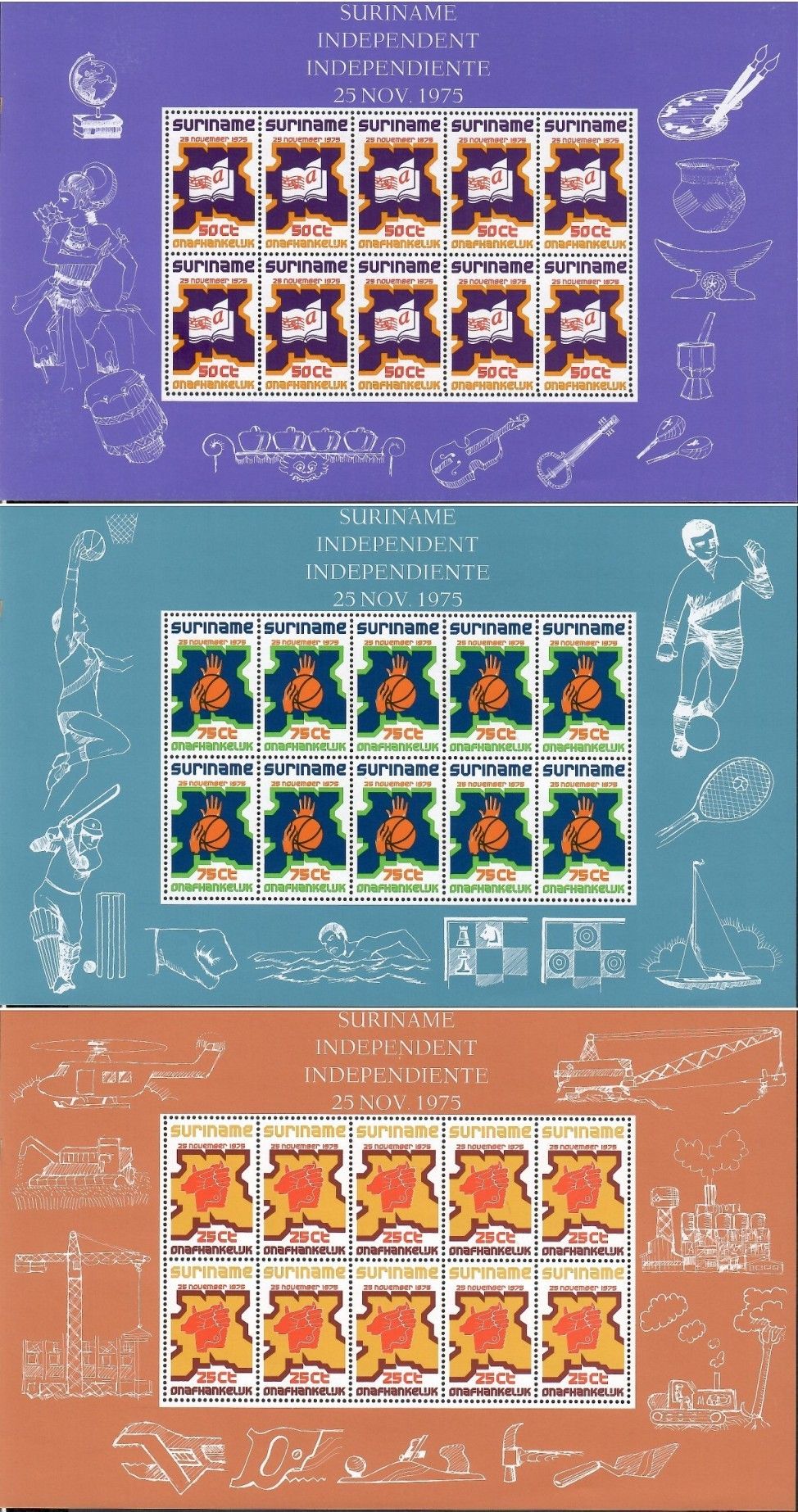 Znaczek Surinam 1975 Mi 702-704 Czyste **