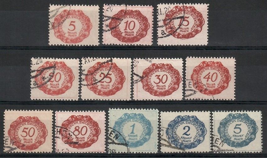 Znaczek Liechtenstein 1920 Mi por 1-12 Stemplowane