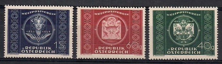 Znaczek Austria 1949 Mi 943-945 Czyste **
