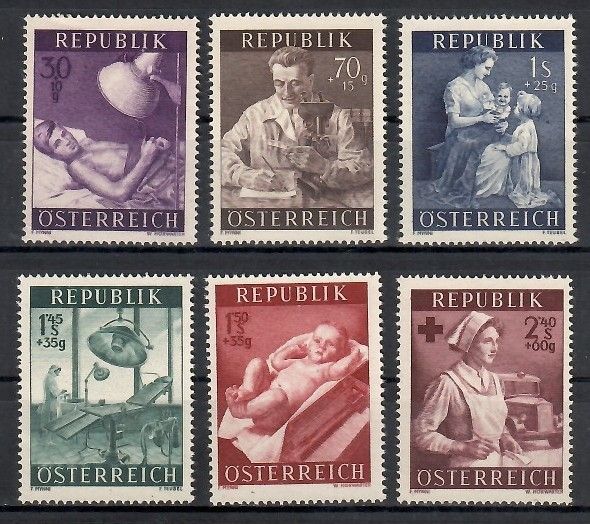 Znaczek Austria 1954 Mi 999-1004 Czyste **