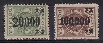 Znaczek Polska 1923 Mi 189-190 Fi 168,171 Czyste **