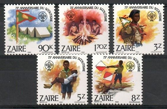 Znaczek Kongo Kinszasa / Zair 1982 Mi 786-790 Czyste **