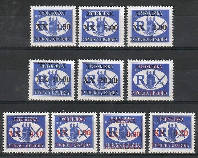 Znaczek Republika Serbskiej Krajiny / Krajina 1997 Mi 68-77 Czyste **