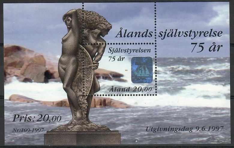 Znaczek Wyspy Alandzkie 1997 Mi bl 3 Czyste **