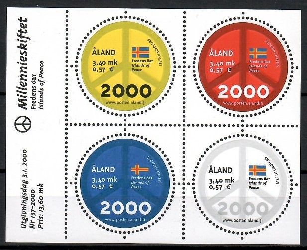 Znaczek Wyspy Alandzkie 2000 Mi bl 4 Czyste **