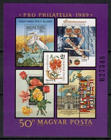 Znaczek Węgry 1989 Mi bl 207 Czyste **
