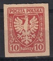 Znaczek Polska 1919 Mi 58 Fi 59 Bez kleju ( * )