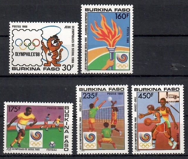 Znaczek Burkina Faso 1988 Mi 1166-1170 Czyste **