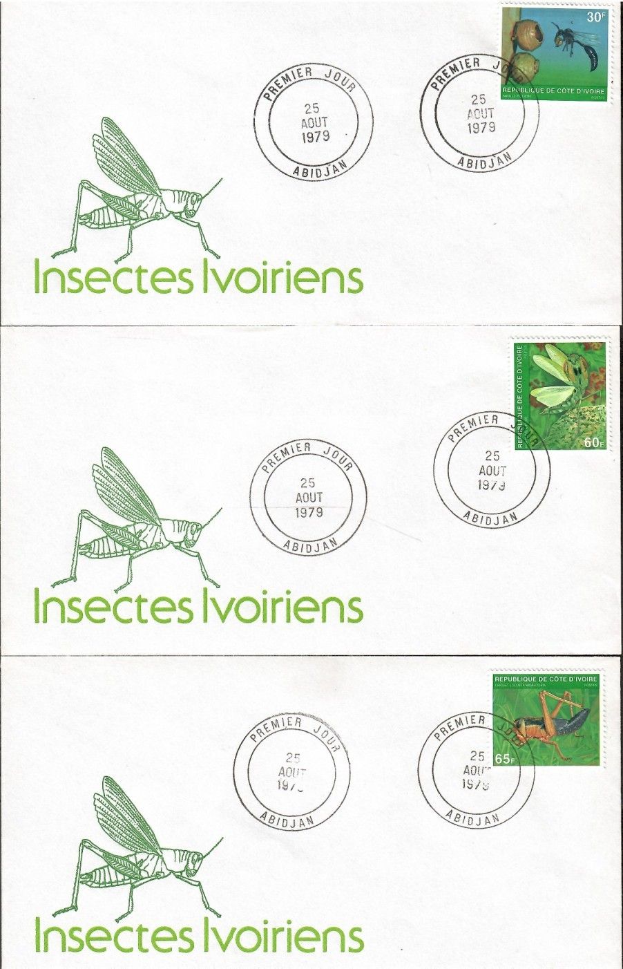 Znaczek Wybrzeże Kości Słoniowej 1979 Mi A+B+C611 FDC