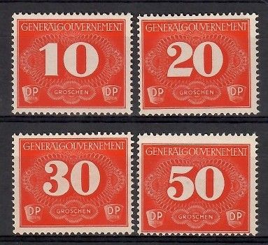 Znaczek Generalne Gubernatorstwo / GG 1940 Mi zus 1-4 Czyste **