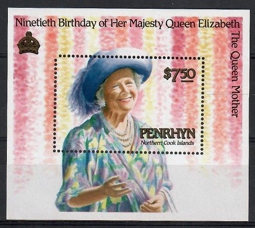 Znaczek Penrhyn 1990 Mi bl 84 Czyste **