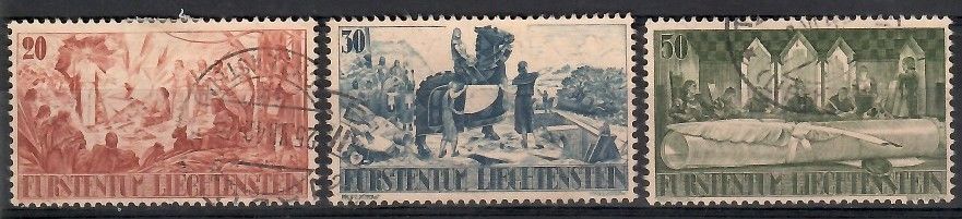 Znaczek Liechtenstein 1942 Mi 202-204 Stemplowane
