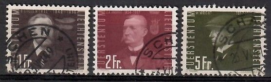 Znaczek Liechtenstein 1948 Mi 263-265 Stemplowane
