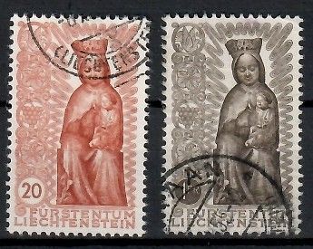 Znaczek Liechtenstein 1954 Mi 329+331 Stemplowane