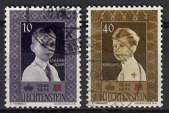 Znaczek Liechtenstein 1955 Mi 338+340 Stemplowane