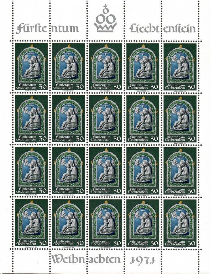 Znaczek Liechtenstein 1971 Mi ark 555 Czyste **