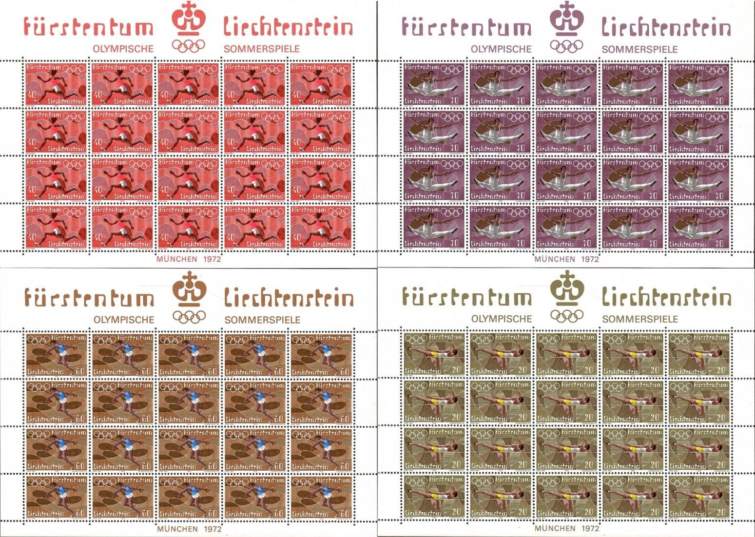 Znaczek Liechtenstein 1972 Mi ark 556-559 Czyste **