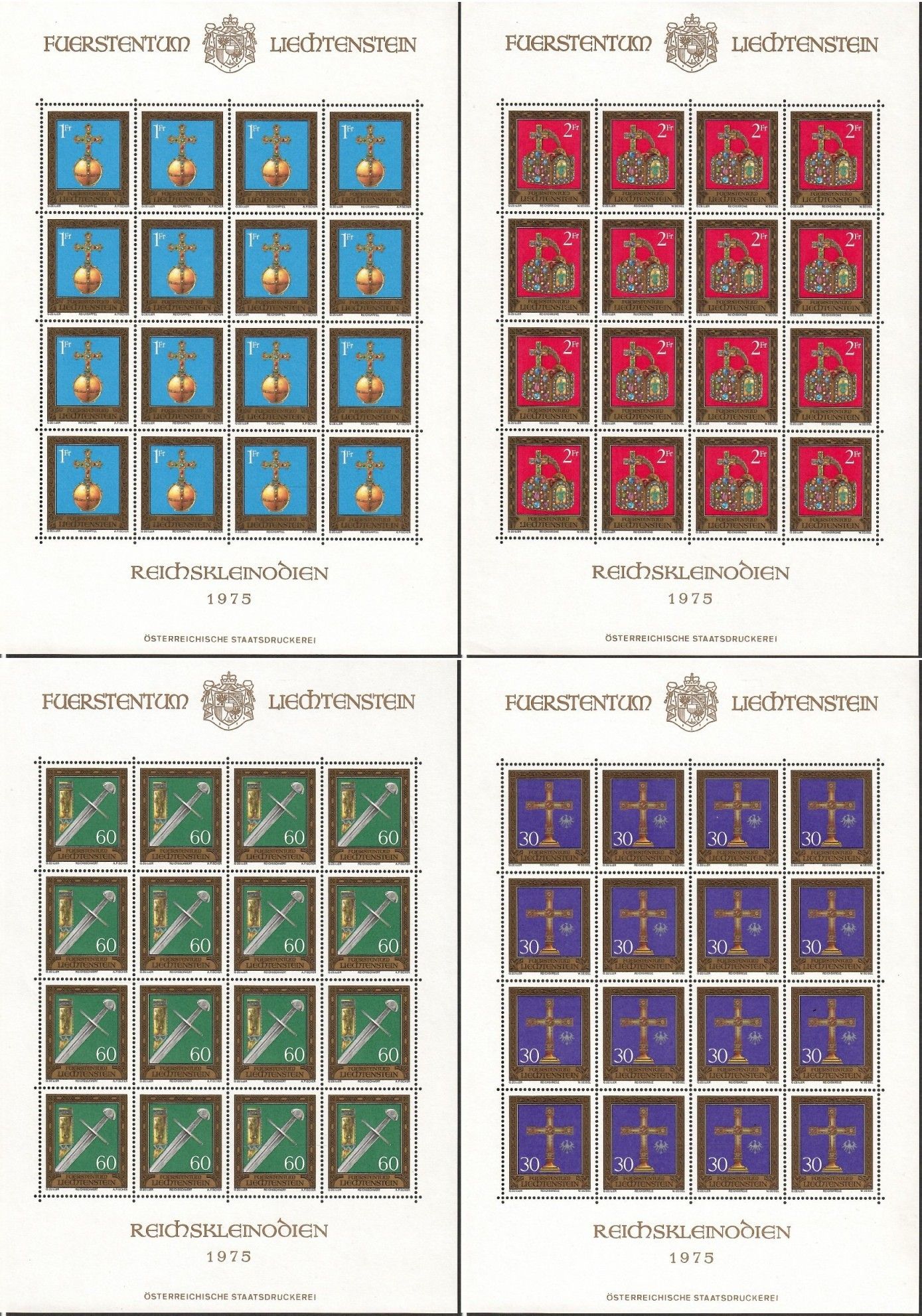 Znaczek Liechtenstein 1975 Mi ark 625-628 Czyste **