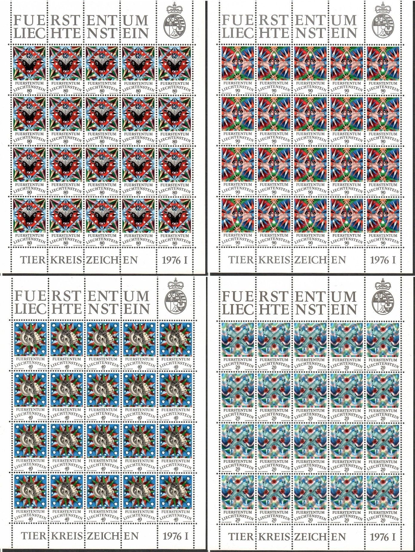 Znaczek Liechtenstein 1976 Mi ark 658-661 Czyste **