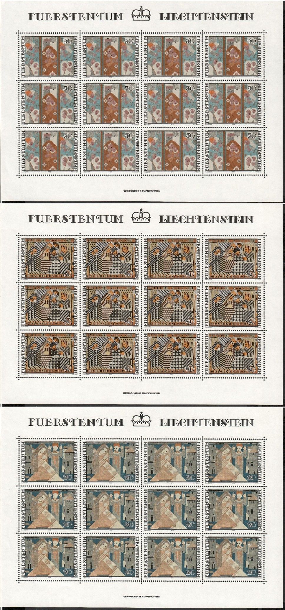 Znaczek Liechtenstein 1980 Mi ark738-740 Czyste **