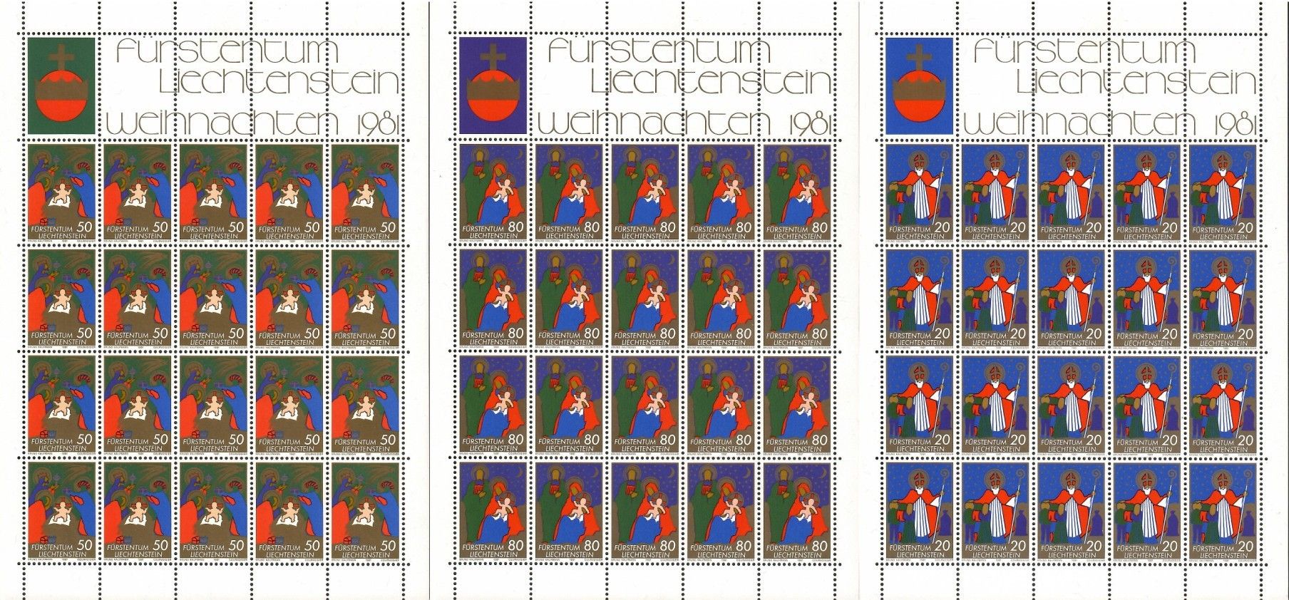 Znaczek Liechtenstein 1981 Mi ark 788-790 Czyste **