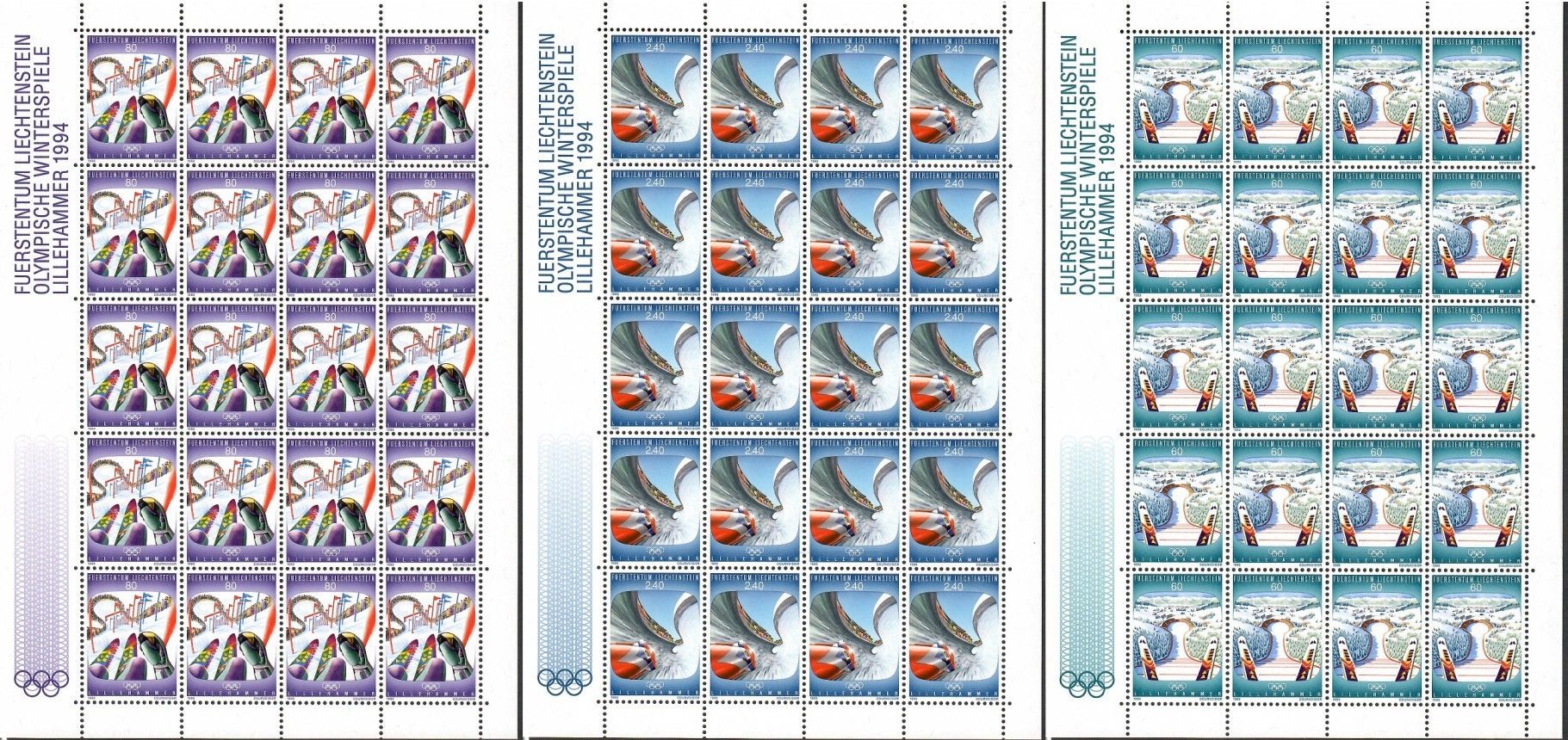 Znaczek Liechtenstein 1993 Mi ark 1076-1078 Czyste **