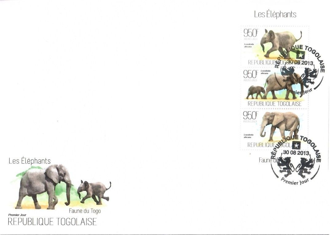 Znaczek Togo 2013 Mi ark 5271-5273 FDC