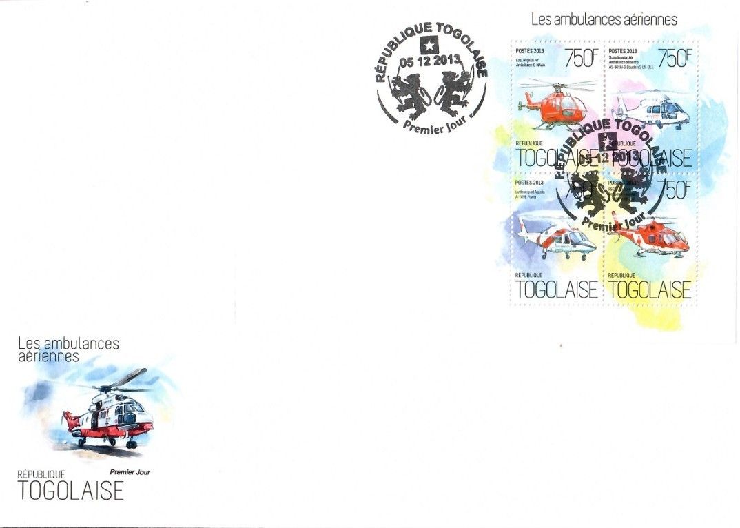 Znaczek Togo 2013 Mi ark 5451-5454 FDC
