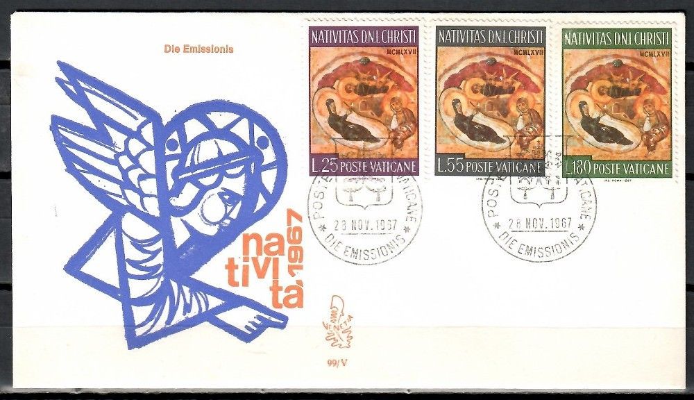 Znaczek Watykan 1967 Mi 533-535 FDC