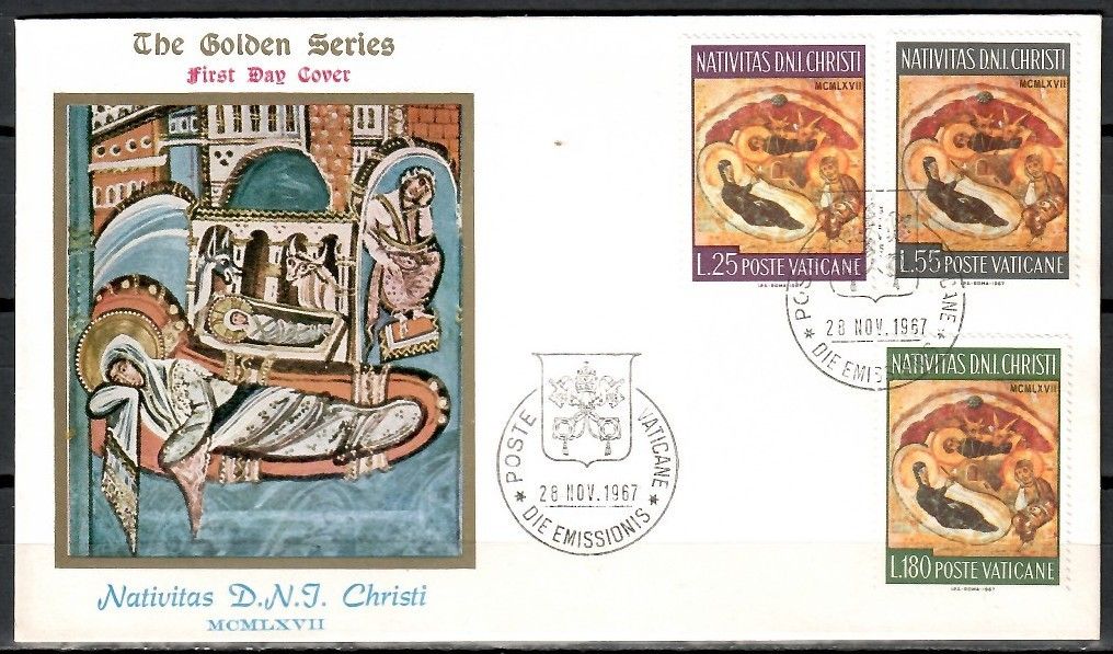 Znaczek Watykan 1967 Mi 533-535 FDC