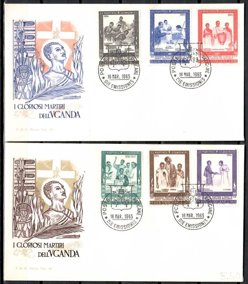 Znaczek Watykan 1965 Mi 471-476 FDC