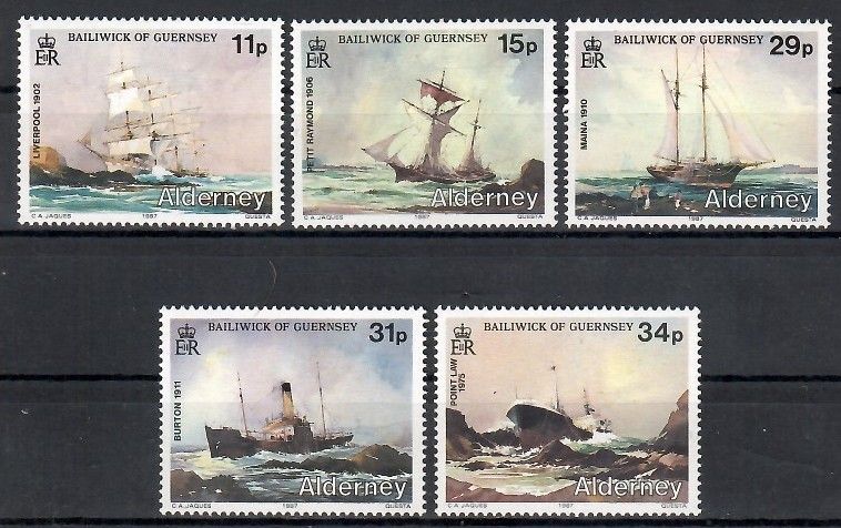 Znaczek Alderney 1987 Mi 32-36 Czyste **