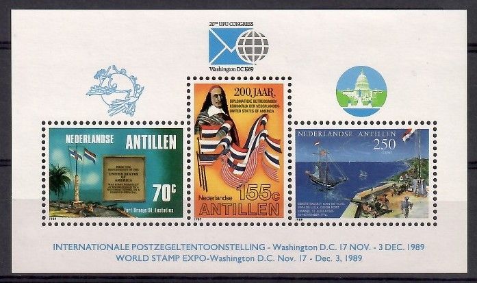 Znaczek Antyle Holenderskie 1989 Mi bl 35 Czyste **