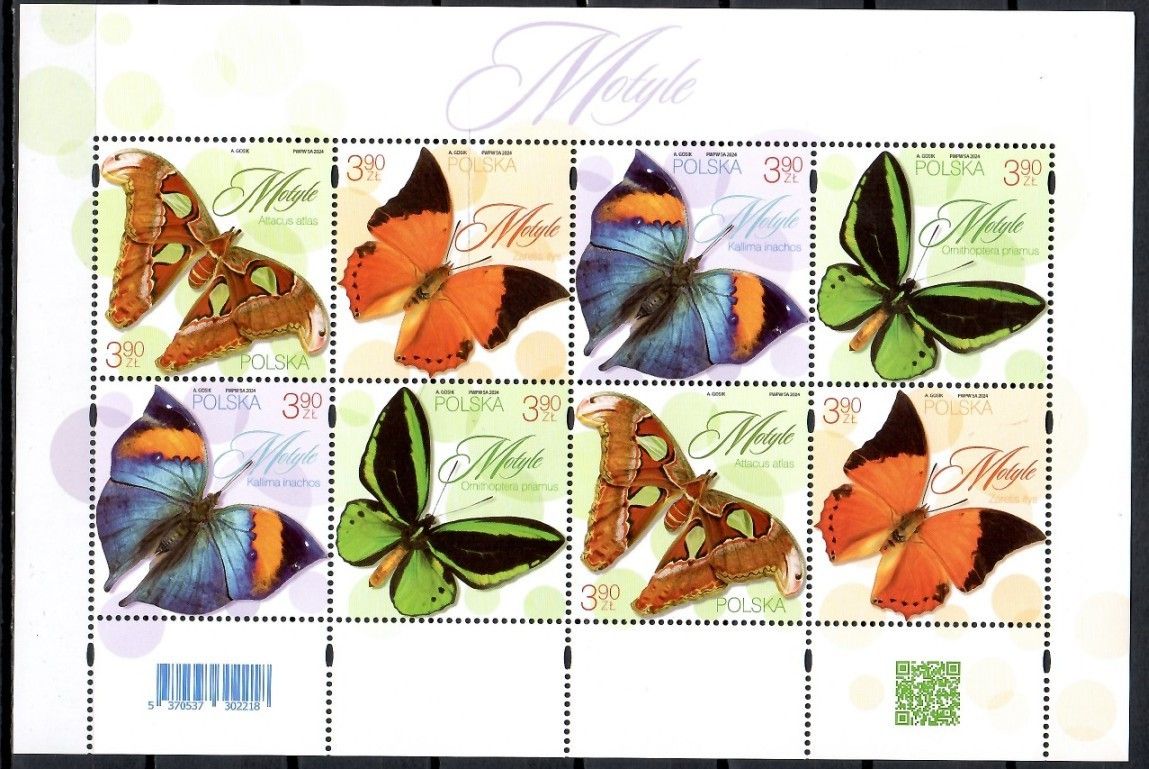 Znaczek Polska 2024 Mi ark 5520-5523 Fi ark 5370-5373 Czyste **