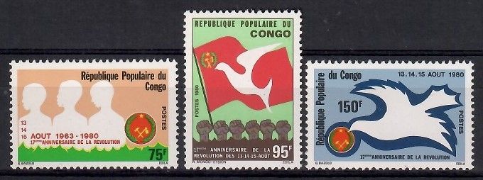 Znaczek Kongo 1980 Mi 763-765 Czyste **