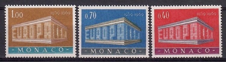 Znaczek Monako 1969 Mi 929-931 Czyste **