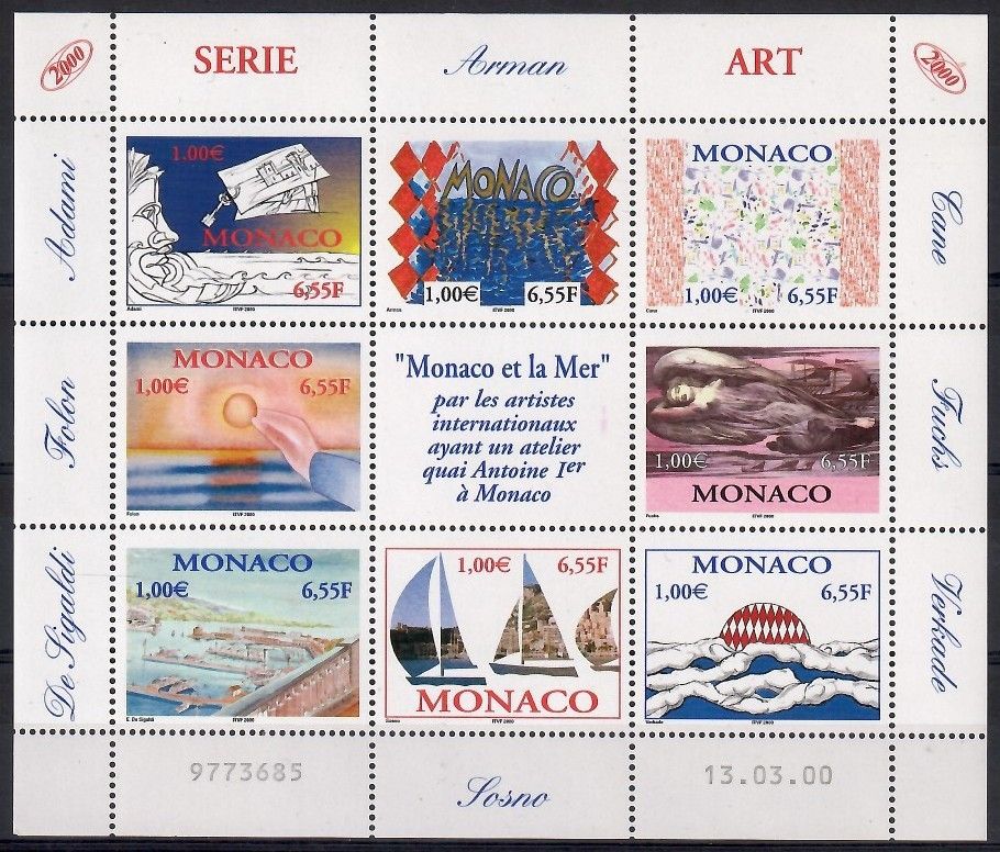 Znaczek Monako 2000 Mi ark 2490-2497 Czyste **