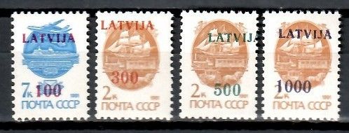 Znaczek Łotwa 1991 Mi 313-316I Czyste **