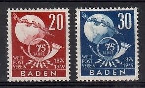 Znaczek Baden / Badenia 1949 Mi 56-57 Czyste **