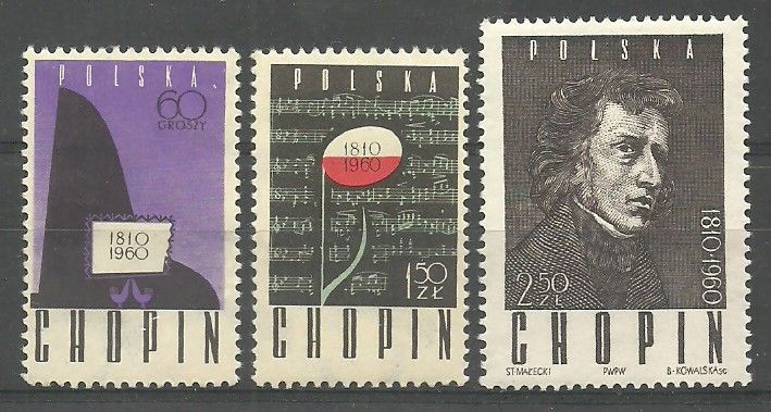 Znaczek Polska 1960 Mi 1148-1150 Fi 1004-1006 Czyste **