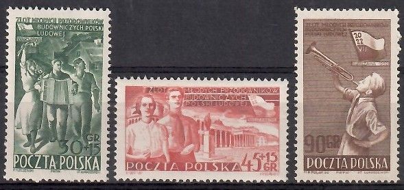 Znaczek Polska 1952 Mi 757-759 Fi 619-621 Czyste **