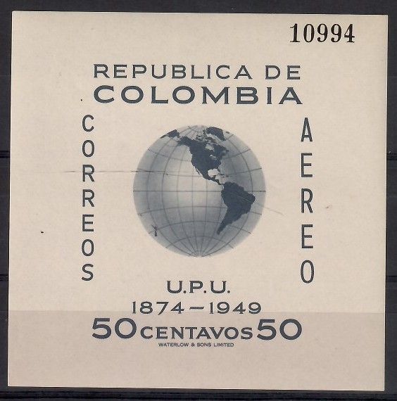 Znaczek Kolumbia 1950 Mi bl 4 Czyste **