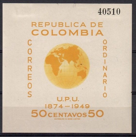 Znaczek Kolumbia 1950 Mi bl 5 Z podlepką *