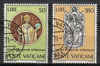 Znaczek Watykan 1971 Mi 594-595 Stemplowane