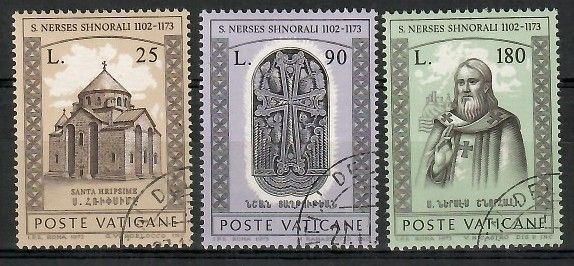 Znaczek Watykan 1973 Mi 629-631 Stemplowane