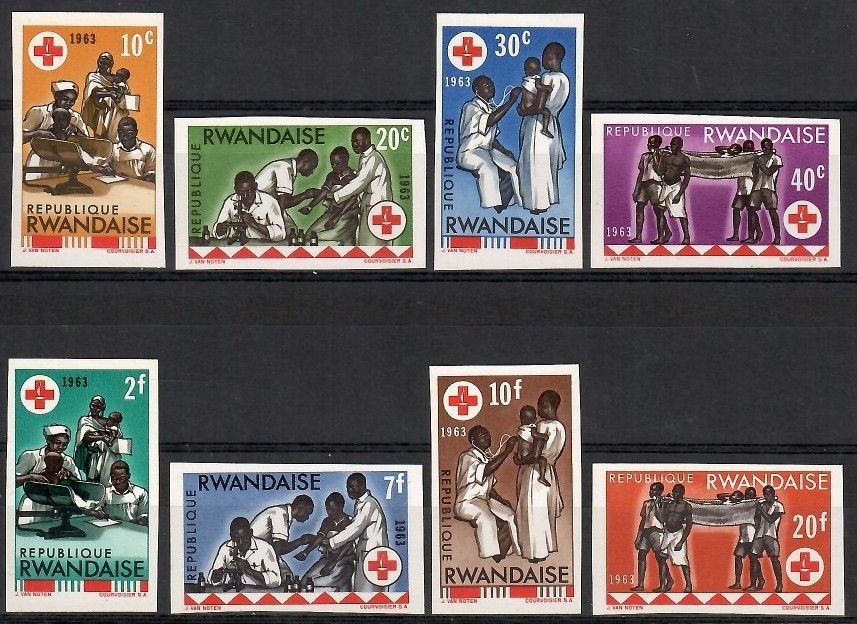 Znaczek Rwanda 1963 Mi 44-51B Czyste **